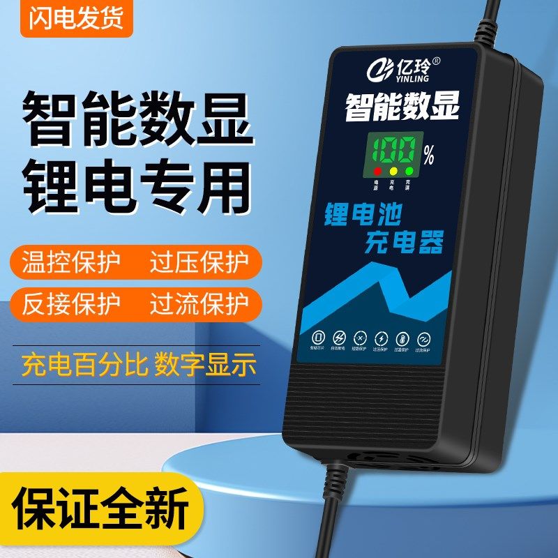 数显锂电池充电器48V8A54.6V58.8V5A58.4V智能三元电瓶电动车快充