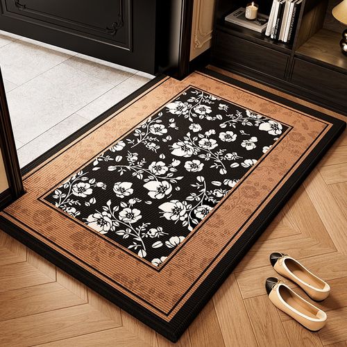 2025中古风新款入户门地垫复古圈绒防滑地毯进门耐脏玄关门口除尘