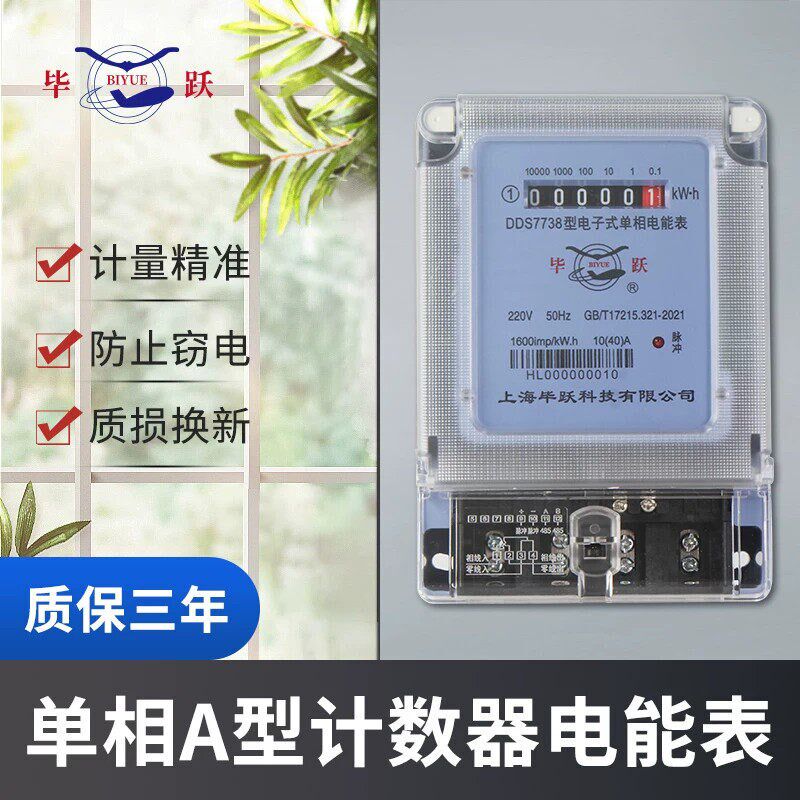 上海华立电表毕跃单相出租房电度表透明高精度电子式电表家用220V