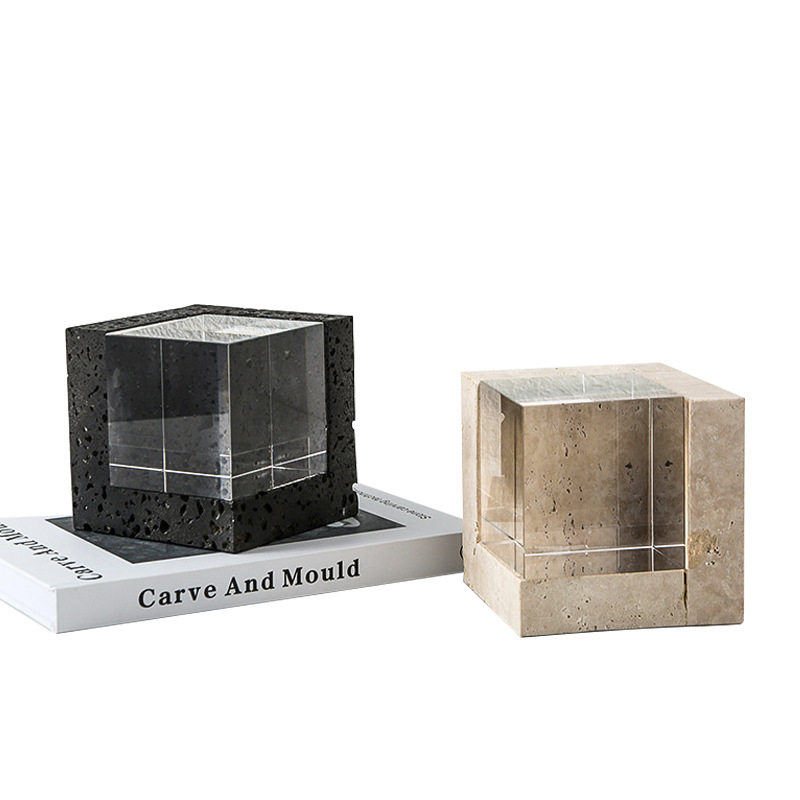 现代新品风方形水晶树脂小摆件时尚家居样板间售楼处茶几饰品摆设