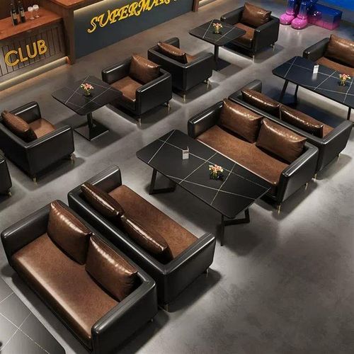 复古酒吧KTV清吧卡座沙发工业风咖啡西餐厅烧烤酒馆沙发桌椅组合