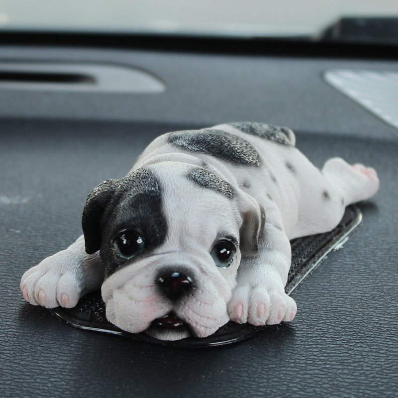 可爱仿真精品斗牛犬男女狗狗汽车摆件车内仪表台动物模型车载饰品