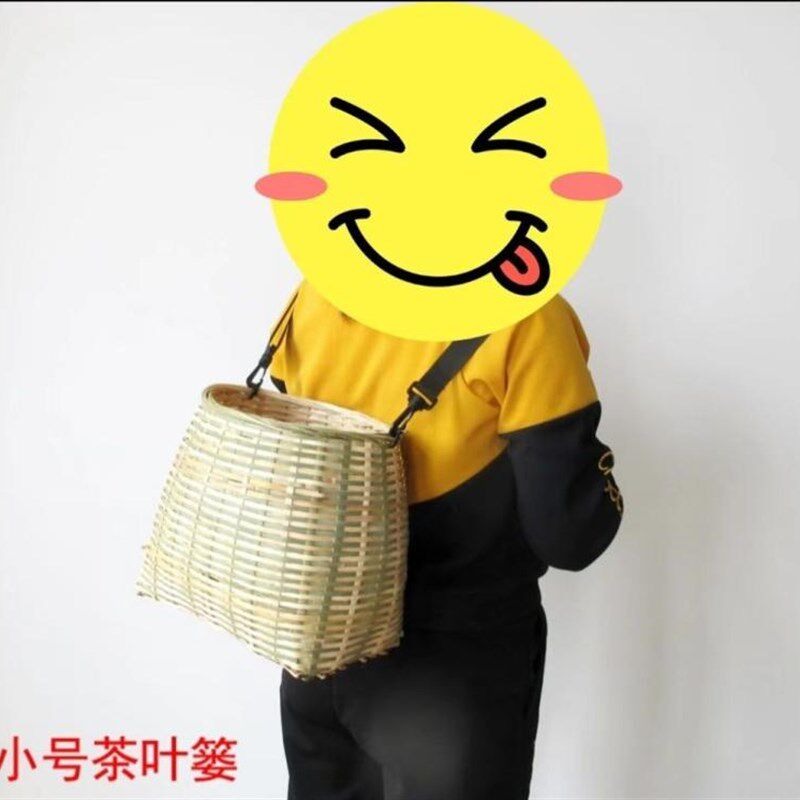 手工竹编鱼篓采摘茶叶篓大竹篮泥鳅竹编水果筐舞蹈道具竹编茶叶筐