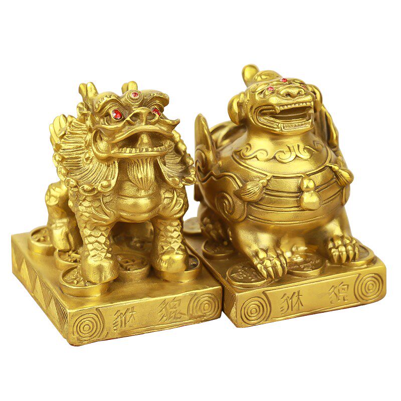 黄铜貔貅摆件客厅财位装饰汽车车内摆件一对皮丘开业店铺礼品貔恘