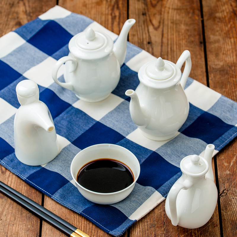 纯白骨瓷调味壶酒店陶瓷创意家用酱油壶醋瓶小酒壶茶壶小酱醋壶