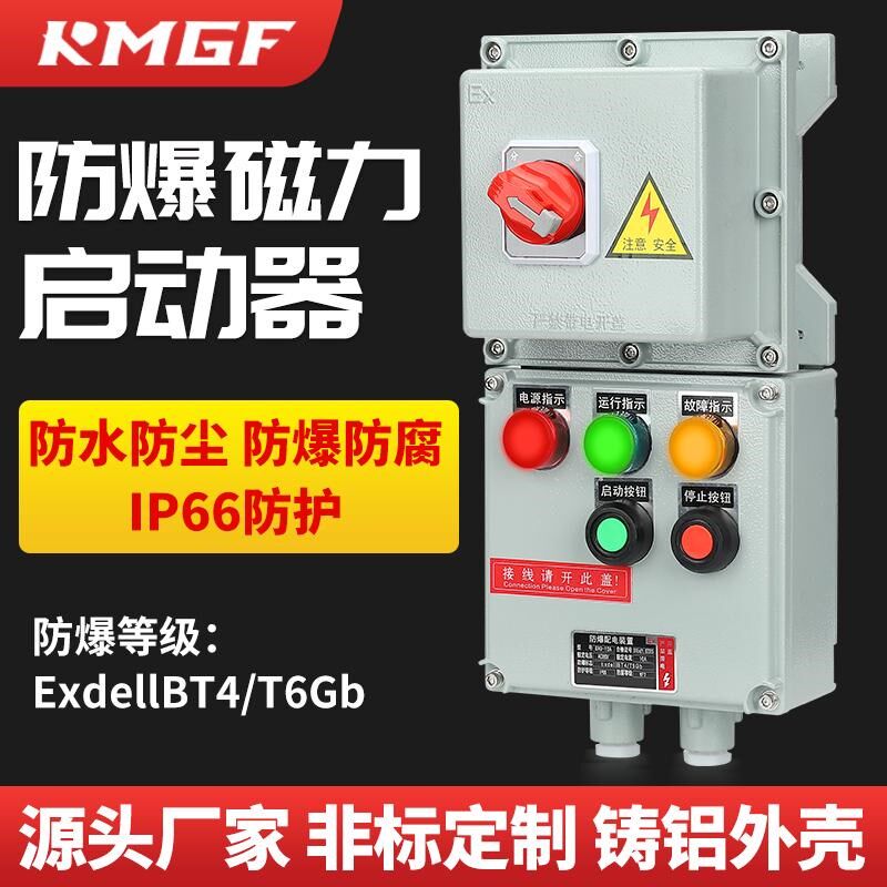 防爆磁力启动器电机开关控制箱带故障运行指示灯1路2路三相配电柜