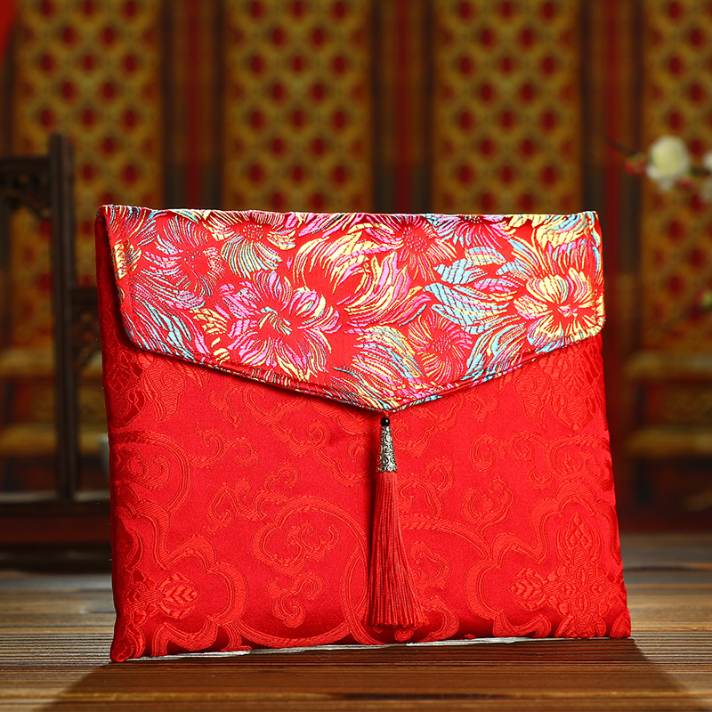 新年红包企业元旦年会奖金通用结婚装2W-3万元布艺利是封定制