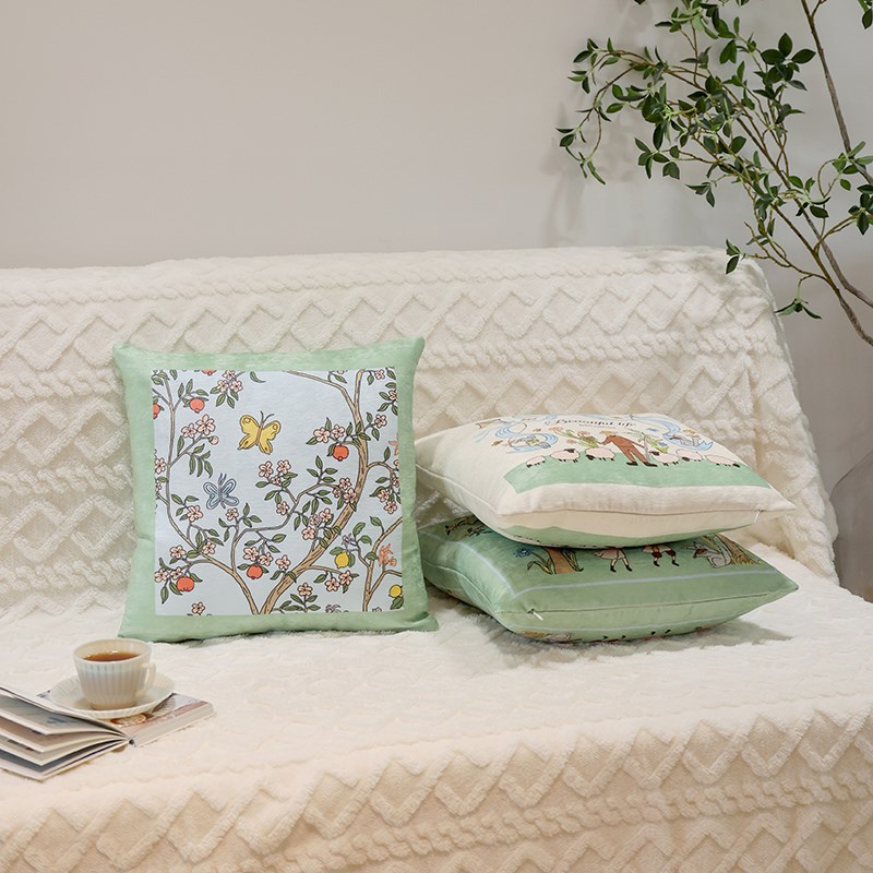 法式海蒂小清新雪尼尔靠垫抱枕沙发柔软亲肤卧室床头腰枕大靠背