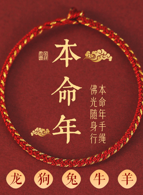 2025蛇年红绳手链女本命年太岁龙绳编织绳平安红色手绳护身符属蛇