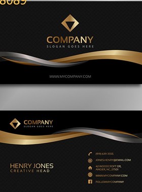 土豪金名片制作印刷定制高端黑色简约金色设计商务拉丝大气0565号