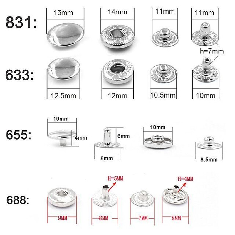 8/10/1/15mm金属纽扣电动模具白色摁扣工具暗按扣安装模具831