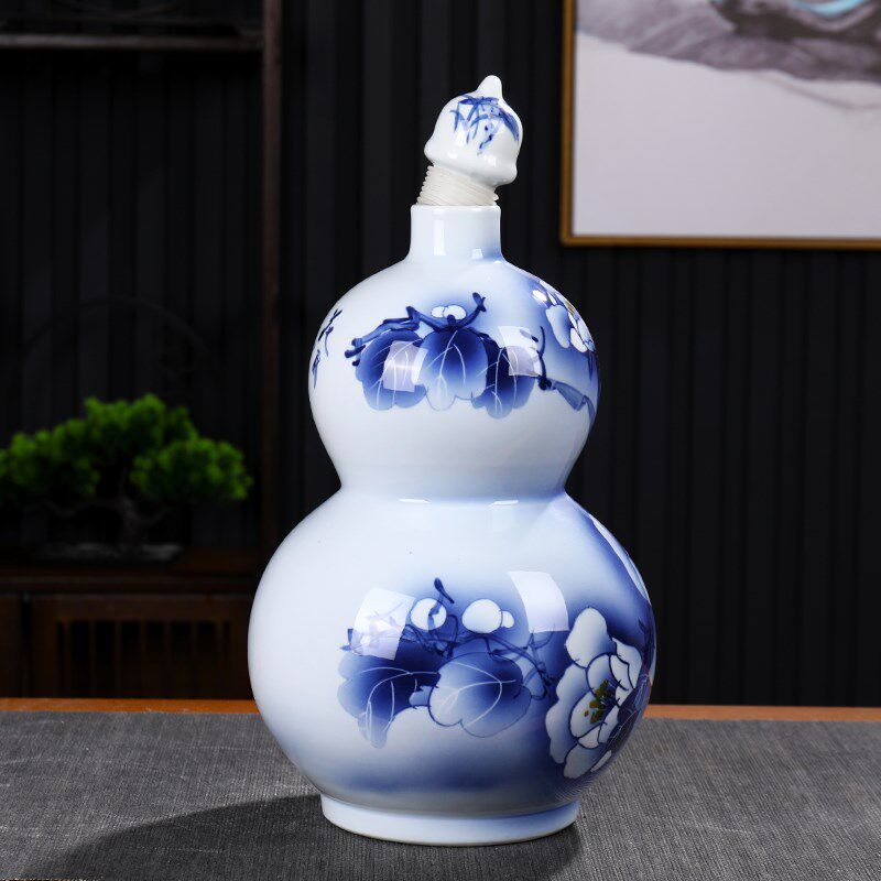 景德镇陶瓷酒瓶 十斤装手绘青花瓷葫芦空酒壶 10斤装仿古白酒坛子
