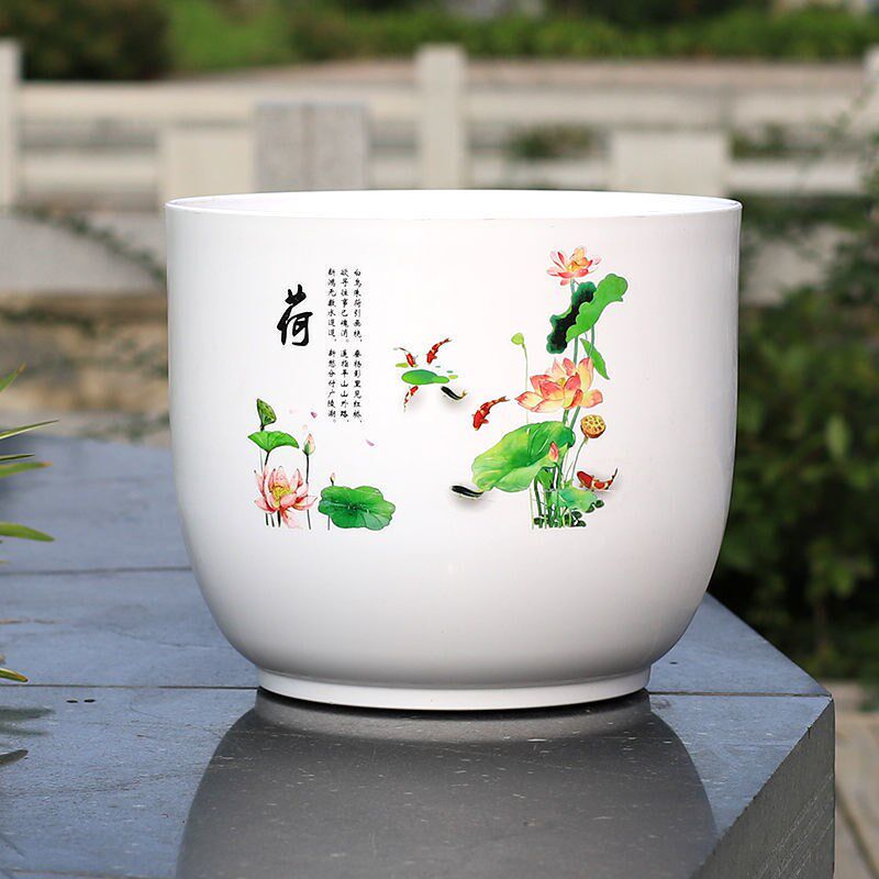 塑料花盆无孔水培碗莲盆睡莲铜钱草仿陶瓷超大号绿萝水生植物花盆