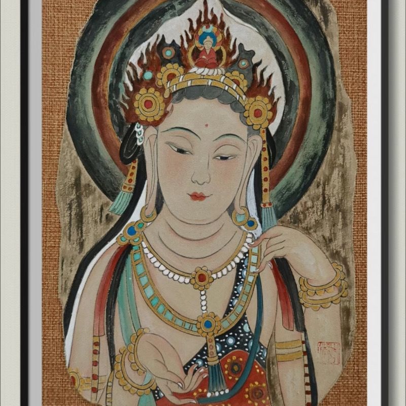 敦煌壁画泥板墙皮画吸水耐泡耐磨固色硬如石30x21cm艺培研学非遗图片