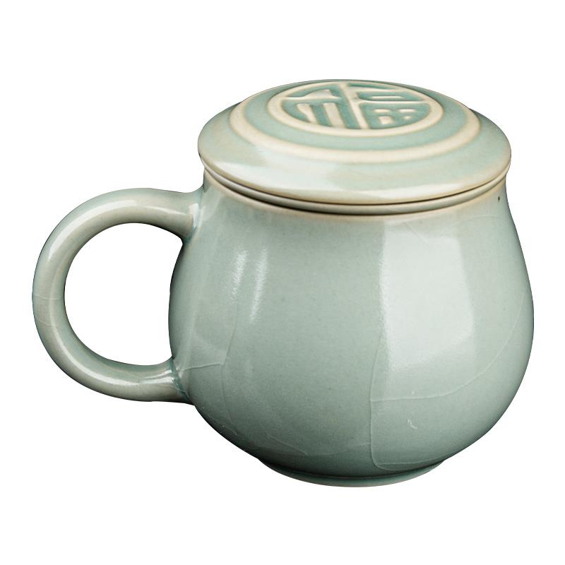 容山堂娄根旺大师汝窑汝瓷绿茶杯茶水分离泡茶杯个人办公杯礼品