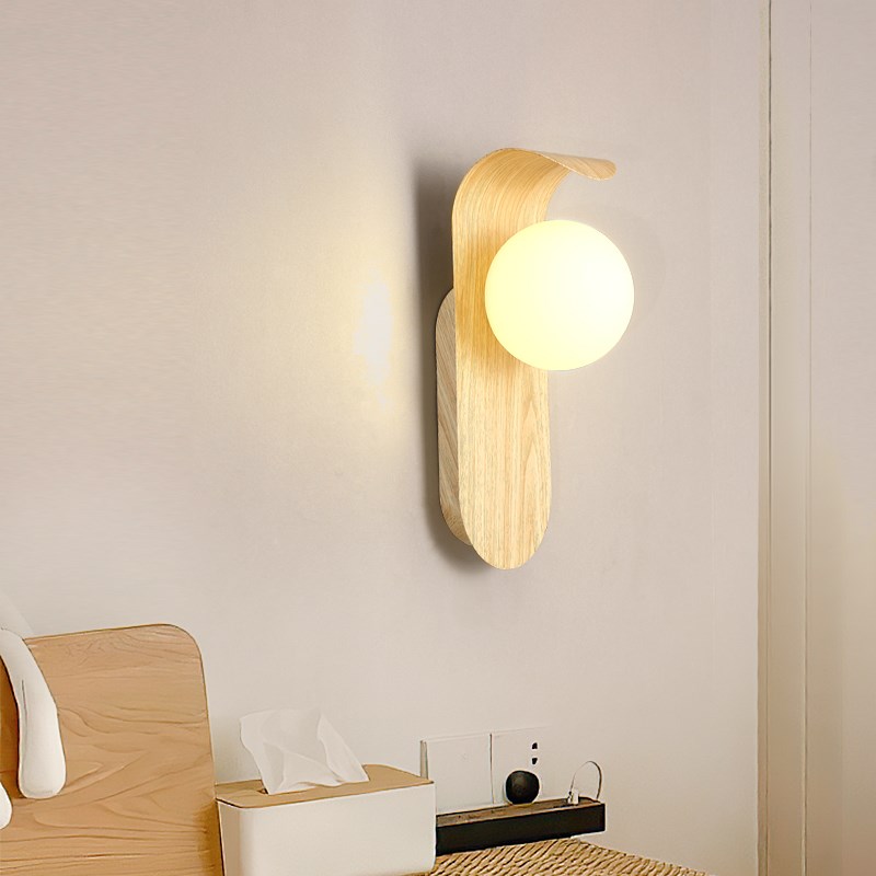 背景墙壁灯2024新款简约现代木纹卧室床头格栅灯中山客厅过道灯具