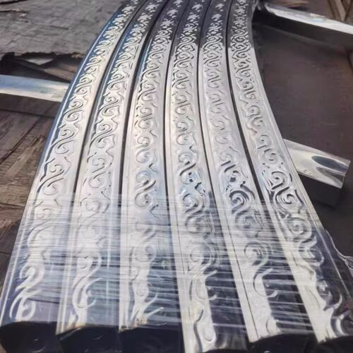 304欧式不锈钢门头弯管S形弧度管门头管配件庭院别墅大门祥云方管