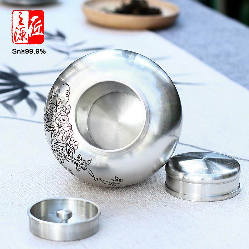 夏咏3XYQSAB00器g半锡斤装都个旧999纯锡茶罐锡密封储茶罐叶李丽