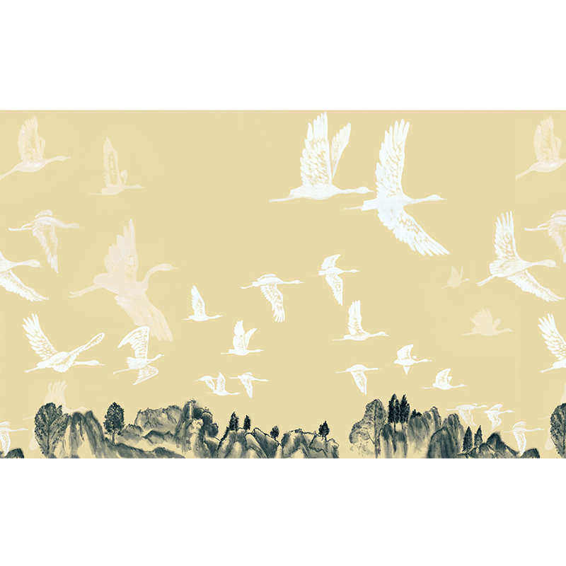 定做无缝墙布北欧壁画新卧室电视背景飞纸儿童墙壁中式大雁南客厅