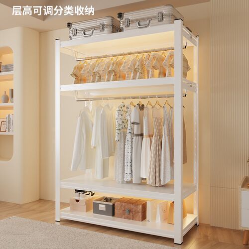 货架衣柜简易组装家用开放式衣帽间卧室加厚耐用全钢架衣橱柜子