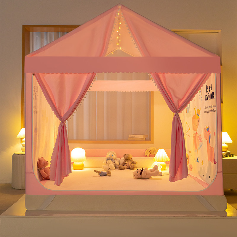 儿童蚊帐宝宝婴儿全底摔卧室遮光支架2025公主新款防帐篷家用床上