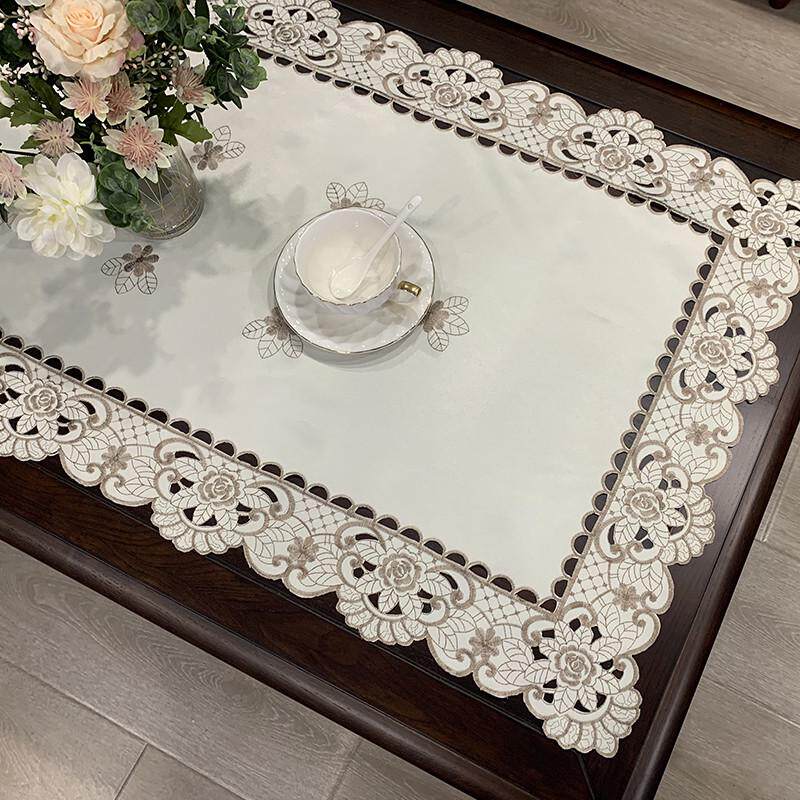 茶几桌布布艺欧式长方形茶几小垫正方形田园垫桌清新台布白色客厅