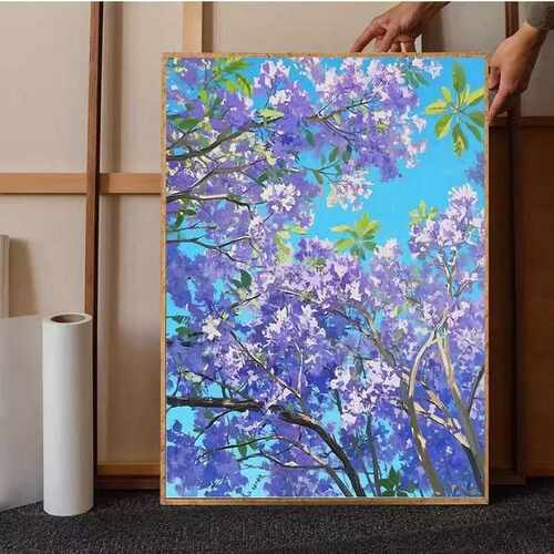 海天繁花治愈花卉diy数字油画填充2025新款丙烯画手工填色涂色画