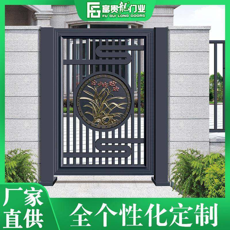 防盗门围墙侧门铝合金单扇门 中式仿古门别墅大门 铝合金景区大门