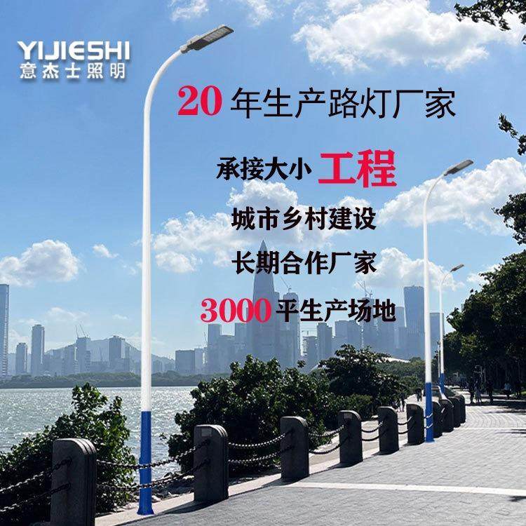 LED市电路灯6米户外防水市政道路照明接电新农村单臂双臂路灯杆