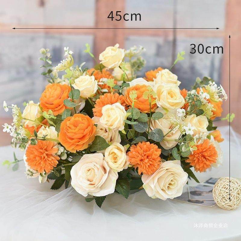 仿真花假花客厅装饰圆形桌花酒店餐厅转盘中间桌面装饰摆件餐桌花