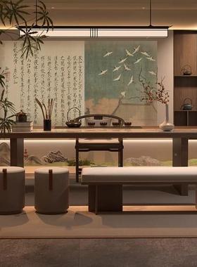 茶实木WDS桌椅组现代简约合一桌五茶台家用客椅厅商业办公室泡茶