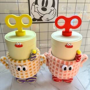 垃圾桶高颜值可5爱带盖202号按压大式小厅怪兽家用卧QQZ室客创意