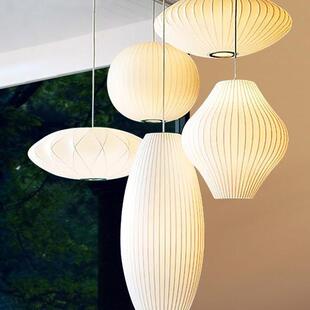 日装饰OFB色白吊灯圆形式店灯笼飞碟布艺剧本杀料理茶楼餐厅书房