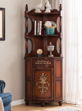 MEA0J美式三角柜实物木彩绘欧式柜角置物架墙角子玄转关拐角置书