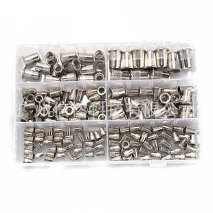 铆螺母180PCS平头竖纹 钢铆螺母 圆柱空心拉帽螺母 不锈钢铆螺母