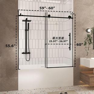 简约不锈钢一型字淋浴房浴干湿分离浴室隔断间卫生632缸玻璃门淋