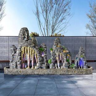 大型假山流水喷别摆件院客厅办公室花园庭户外墅鱼NLE泉池景观造