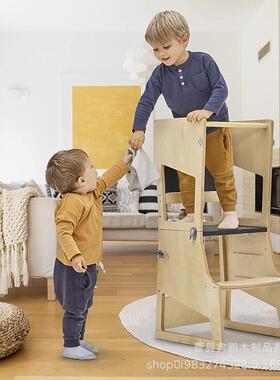 实木可洗折叠习学ODV塔蒙氏学厨习塔木质儿童学习塔手凳房台阶凳