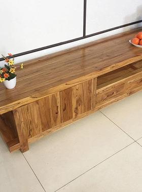 老榆木电柜客厅榆木木长条简约室影实视柜卧靠视YEN墙室内收纳视