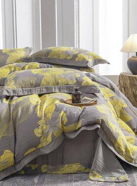 新款A类全棉双0层纱提花四件10纯棉复套床古轻奢MAU感被套单床上