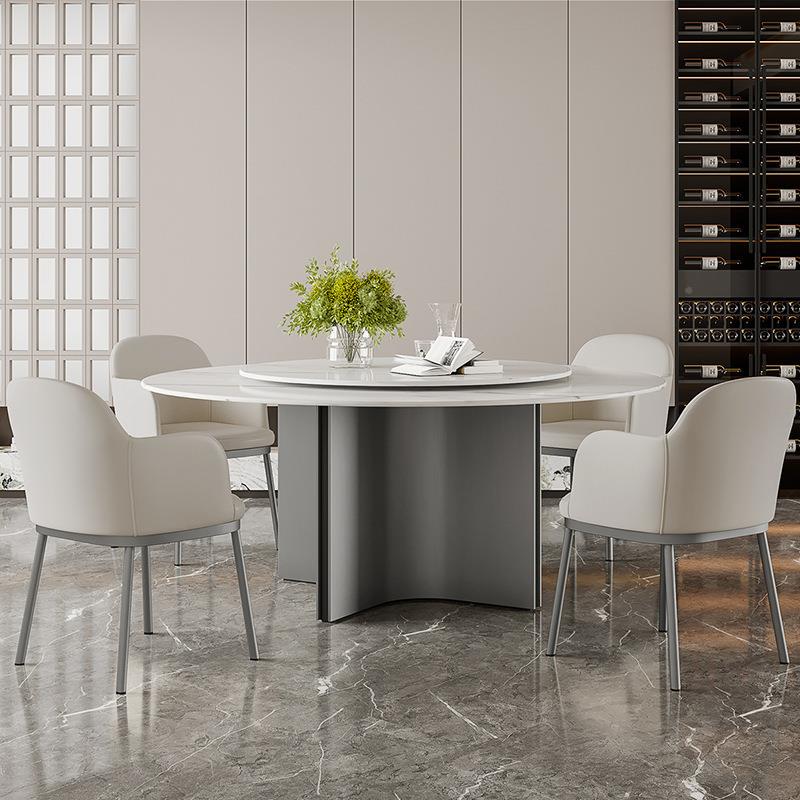 岩伸缩餐桌形可家用小户型现代简约折叠餐桌伸缩BNU圆餐桌板椅组