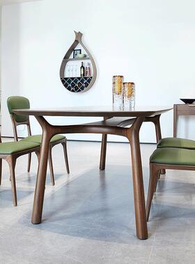 轻奢高端意式全实木黑胡木餐桌现代约简樱cz-193桃桃木原木厅餐家