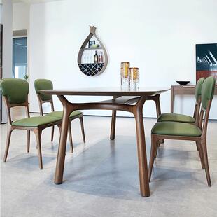 轻奢高端意式全实木黑胡木餐桌现代约简樱cz-193桃桃木原木厅餐家