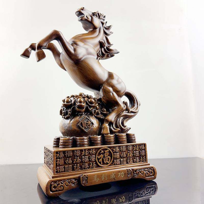 马到成功摆件木纹色马客厅酒柜玄关装饰品领导老板办公室桌面摆设,玩具/童车/益智/积木/模型,垂直悬浮玩具,淘宝优惠券,粉丝福利购,淘宝优惠卷