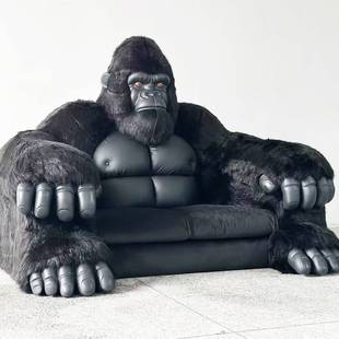 玻璃钢座椅休闲椅别墅酒店会客大堂休闲区大猩猩软包沙发椅双人椅