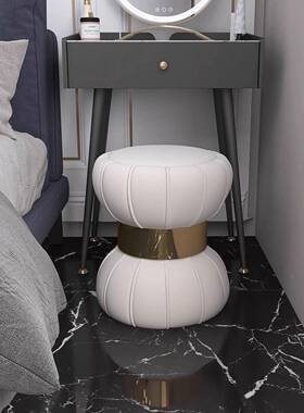 欧式轻OAY木奢梳妆凳女物生卧室化妆台凳子感粉色储实转圆旋凳