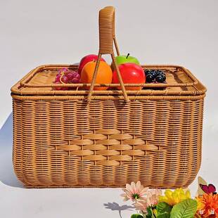大号拜拜篮婚庆送礼水果箩筐祠堂拜祖公祖宗带盖拜神手提篮子