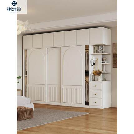 新款2025爆油款奶风推拉门柜家卧用室现代衣简ZCC约柜子小户型大