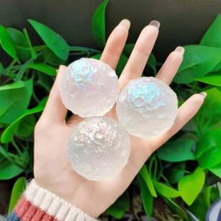 跨境天然石膏原石切割打磨月球面电镀球体家居消磁装饰摆件工艺品