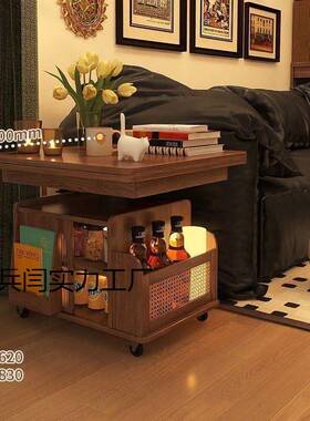 实多功移动推能车茶几茶升降客厅折桌叠茶台餐桌MGK沙木发两用小